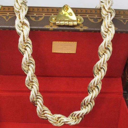 10K Gold Plated Iced Out 8Mm 12Mm Moissanie Diamond Sier Rope Chain Necklace Bracelet For Hip Hop Man