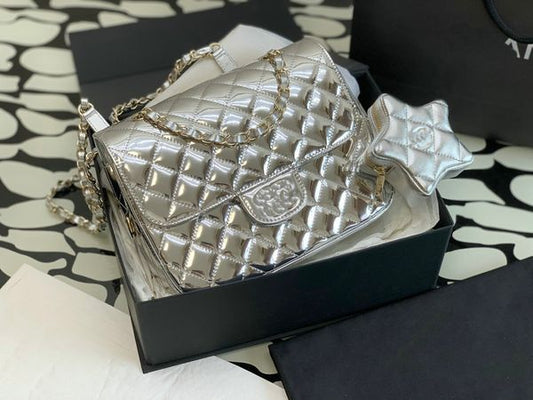 10A Retro Mirror Quality 2023 New Real Leather Gold & Silver Women Designers Full Bags Flap Handle Handbag Luxury Purse Crossbody Shoulder Bag With Box